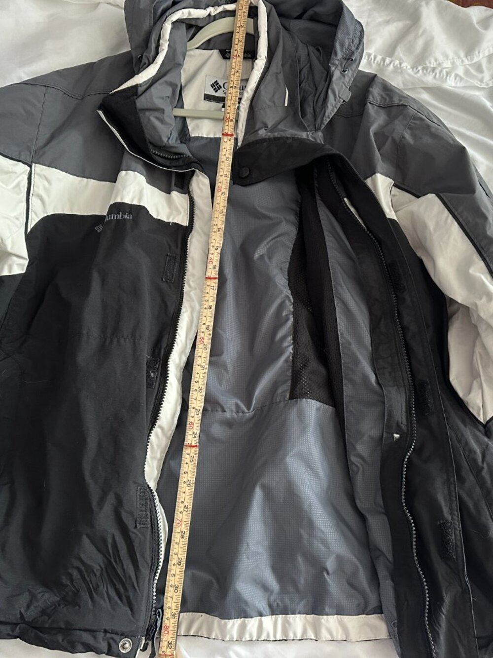 Columbia Interchange Shell Jacket Men’s L Gray Black Hooded Outdoor Windbreaker - Picture 4 of 7